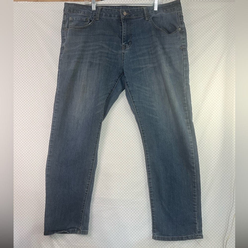 Izod Mens 40 X 32 Slim Straight Fit Blue Denim‎ Factory Fade Bootcut Jeans